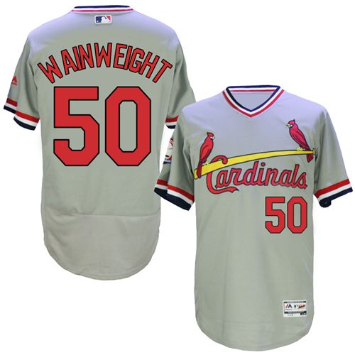Cardinals #50 Adam Wainwright Grey Flexbase Authentic Collection Cooperstown Stitched MLB Jersey - Click Image to Close
